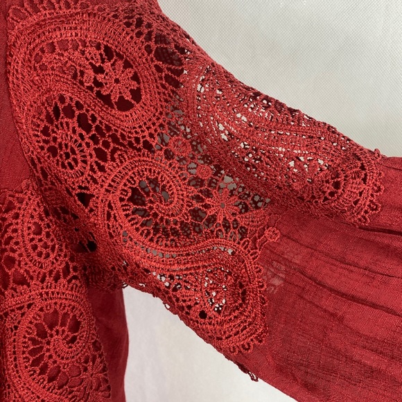 Indigo Rose Women's Dress Boho Burgundy Festival Lace Ruffles Lined Size 2x - Picture 5 of 14